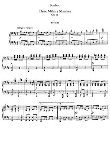 Three Marches Militaires for Piano Four Hands, D.733 Op.51: Complete set by Franz Schubert