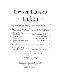 Seven Songs: Piano-vocal score by Edward Elgar