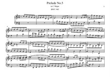 Prelude No.5, BWV 943: For piano by Johann Sebastian Bach