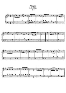 Allegro in B Flat Major, K.3: For piano by Wolfgang Amadeus Mozart