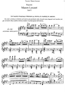 Manon Lescaut : Piano-vocal score by Giacomo Puccini
