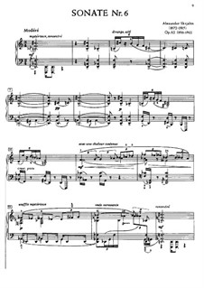 Sonata for Piano No.6, Op.62: For a single performer by Alexander Scriabin