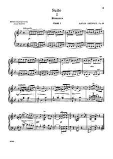 Suite for Two Pianos Four Hands No.1, Op.15: First part, second part by Anton Arensky