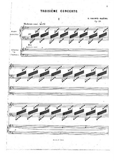 Concerto for Piano and Orchestra No.3 in E Flat Major, Op.29: Version for two pianos four hands by Camille Saint-Saëns