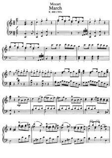 Three Marches for Orchestra, K.408: March No.1 in C Major. Arrangement for piano by Wolfgang Amadeus Mozart