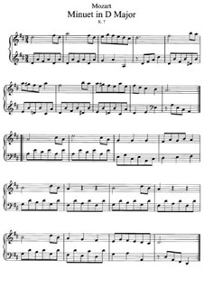 Sonata for Violin and Piano in D Major, K.7: Minuet, for piano by Wolfgang Amadeus Mozart