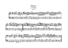 Minuet for Piano in F Major, K.4: For a single performer by Wolfgang Amadeus Mozart