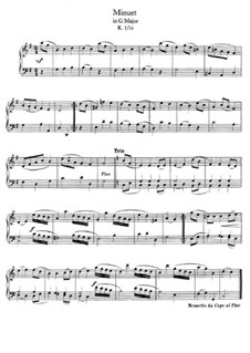 Minuet for Piano in G Major, K.1/1e: For a single performer by Wolfgang Amadeus Mozart