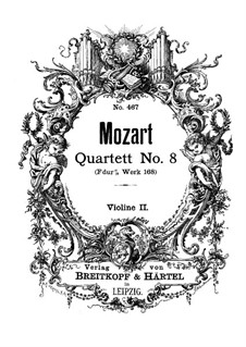 String Quartet No.8 in F Major, K.168: Violin II part by Wolfgang Amadeus Mozart