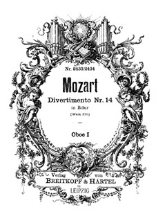 Divertissement in B Flat Major, K.270: Oboe I part by Wolfgang Amadeus Mozart