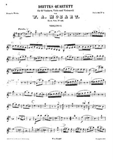 String Quartet No.3 in G Major, K.156: Violin I part by Wolfgang Amadeus Mozart