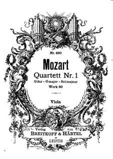 String Quartet No.1 in G Major, K.80/73f: Viola part by Wolfgang Amadeus Mozart