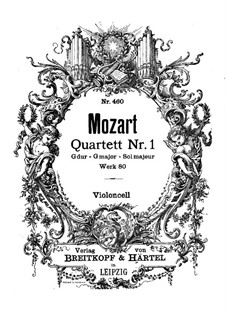 String Quartet No.1 in G Major, K.80/73f: Cello part by Wolfgang Amadeus Mozart