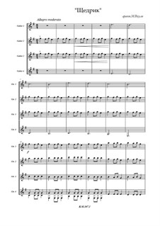 Carol of the Bells: For quartet guitars by Mykola Leontovych