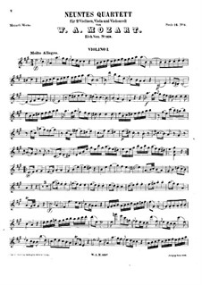 String Quartet No.9 in A Major, K.169: Violin I part by Wolfgang Amadeus Mozart