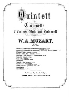 Quintet for Clarinet and Strings in A Major, K.581: Clarinet part (B Flat Major) by Wolfgang Amadeus Mozart