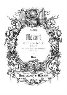 Church Sonata for Two Violins, Organ and Basso Continuo No.2 in B Flat Major, K.68: Basso continuo part by Wolfgang Amadeus Mozart