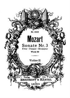 Church Sonata for Two Violins, Organ and Basso Continuo No.3 in D Major, K.69: Violin II part by Wolfgang Amadeus Mozart