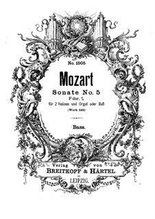 Church Sonata for Two Violins, Organ and Basso Continuo No.5 in F Major, K.145: Basso continuo part by Wolfgang Amadeus Mozart