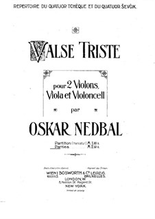 Valse triste for String Quartet: Violin I part by Oskar Nedbal