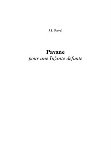 Pavane pour une infante défunte (Pavane for a Dead Princess), M.19: Full score by Maurice Ravel