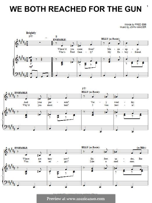 We Both Reached for The Gun: For voice and piano by John Kander