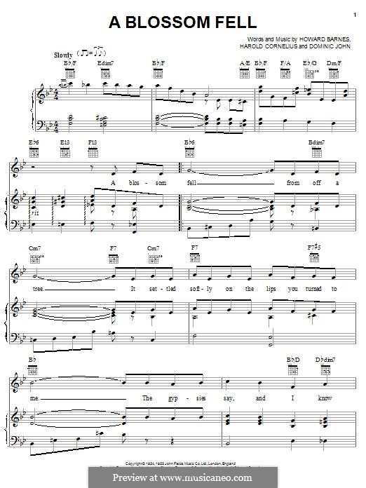 A Blossom Fell: For voice and piano (or guitar) by Dominic John, Harold Cornelius, Howard Barnes
