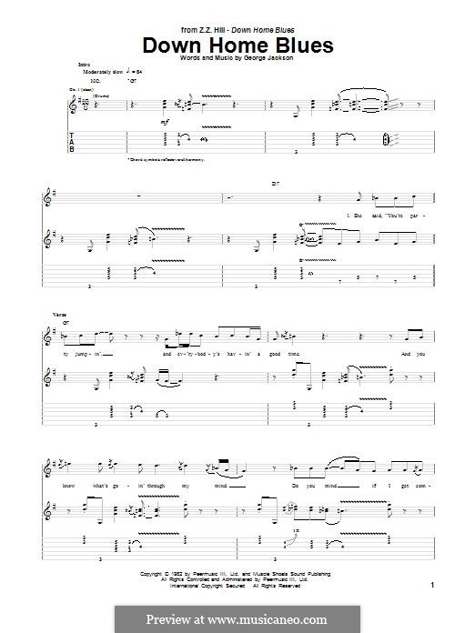 Down Home Blues (Z.Z. Hill): For guitar with tab by George E. Jackson