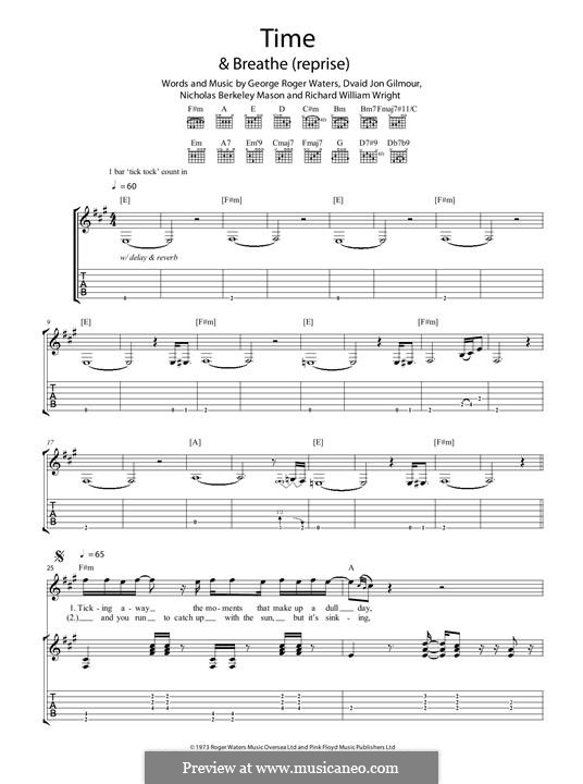 Time (Pink Floyd): For guitar with tab by David Gilmour, Nicholas Mason, Richard Wright, Roger Waters