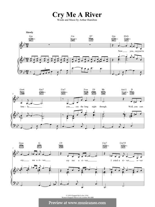 Cry Me a River: For voice and piano (or guitar) by Arthur Hamilton