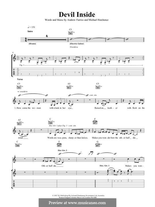 Devil Inside (INXS): For guitar with tab by Andrew Farriss, Michael Hutchence