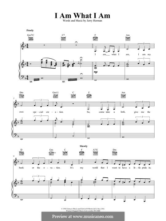 I am What I am: For voice and piano (or guitar) by Jerry Herman