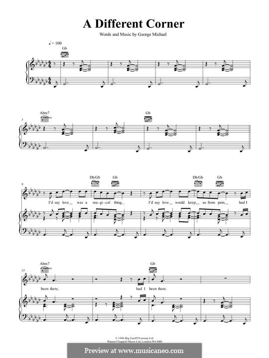 A Different Corner: For voice and piano (or guitar) by George Michael