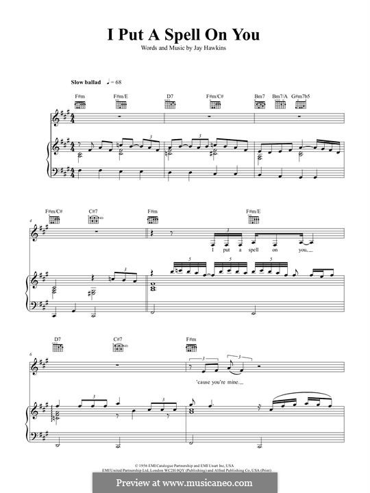 I Put a Spell on You (Creedence Clearwater Revival): For voice and piano (or guitar) by Jay Hawkins