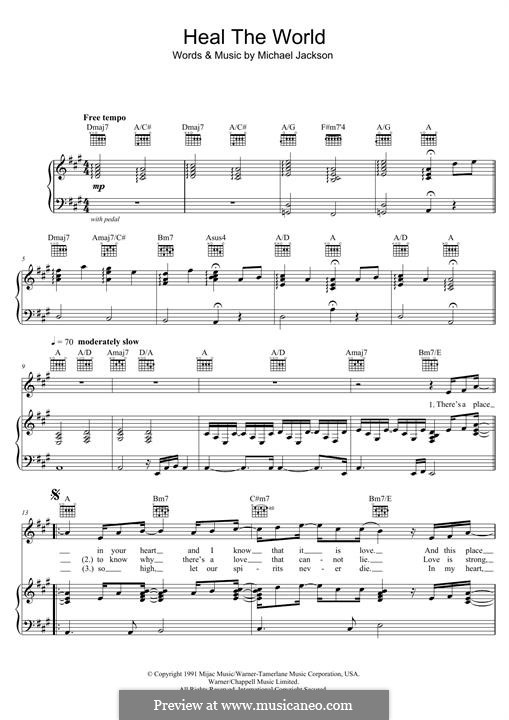 Heal the World: For voice and piano (or guitar) by Michael Jackson