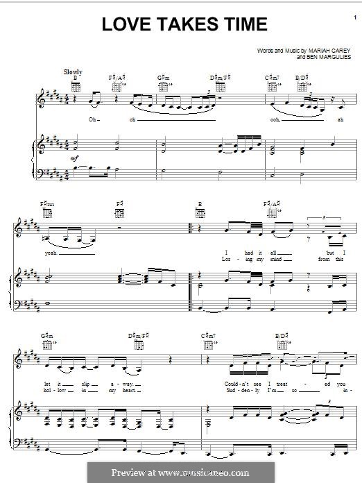 Love Takes Time: For voice and piano (or guitar) by Ben Margulies, Mariah Carey