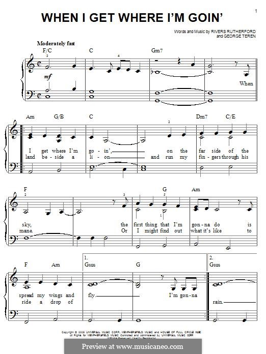 When I Get Where I'm Goin' (Brad Paisley featuring Dolly Parton): For piano by George Teren, Rivers Rutherford