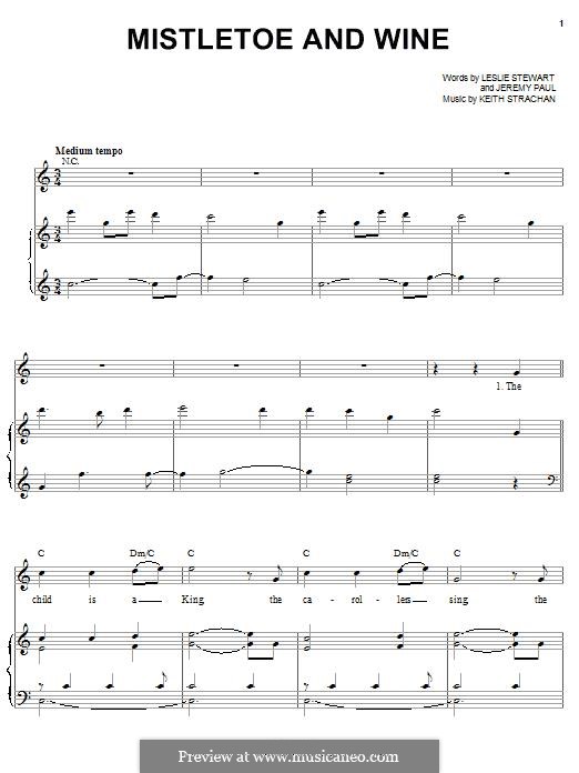 Mistletoe and Wine (Cliff Richard): For voice and piano (or guitar) by Keith Strachan