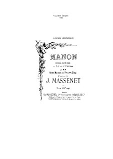 Manon: Piano-vocal score by Jules Massenet