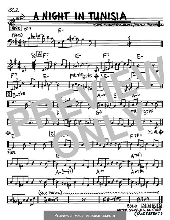 A Night In Tunisia: For instrument in F by Dizzy Gillespie, Frank Paparelli