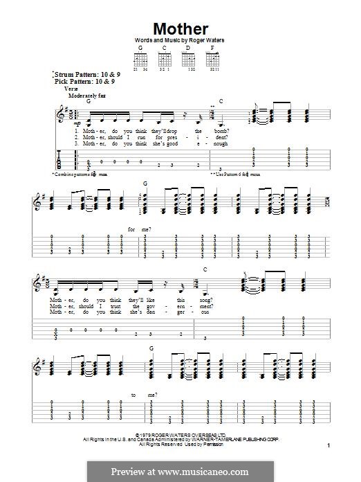 Mother (Pink Floyd): For guitar with tab by Roger Waters