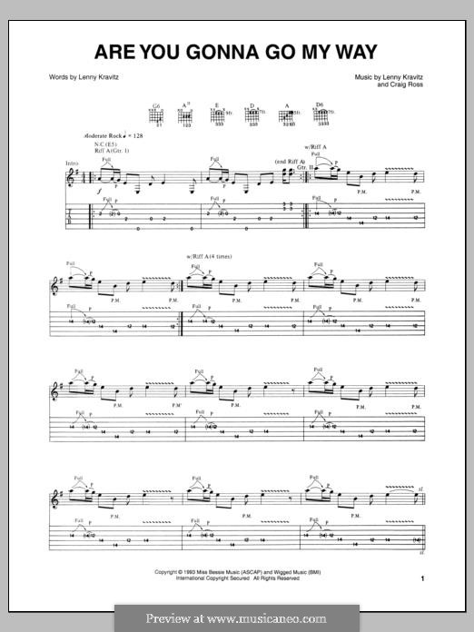 Are You Gonna Go My Way?: For guitar with tab by Craig Ross, Lenny Kravitz
