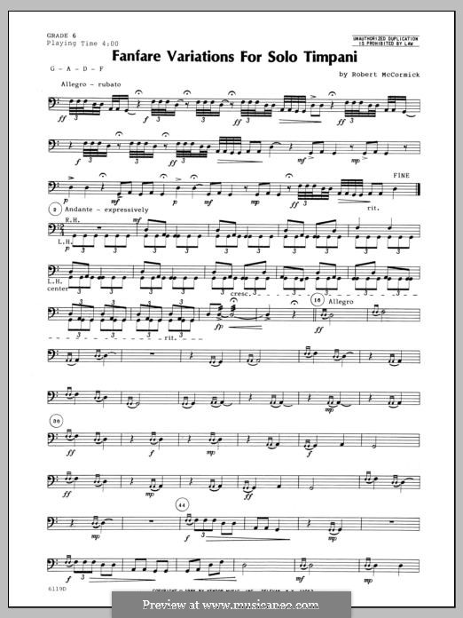 Fanfare Variations for Solo Timpani: Fanfare Variationsfor Solo Timpani by Robert McCormick
