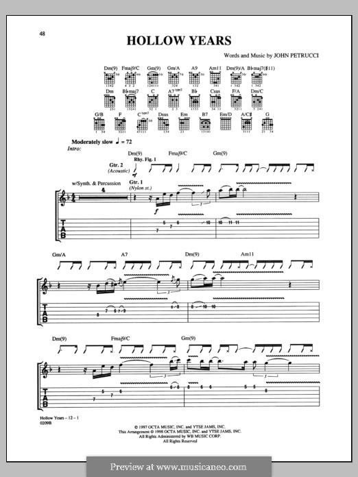 Hollow Years (Dream Theater): For guitar with tab by John Petrucci