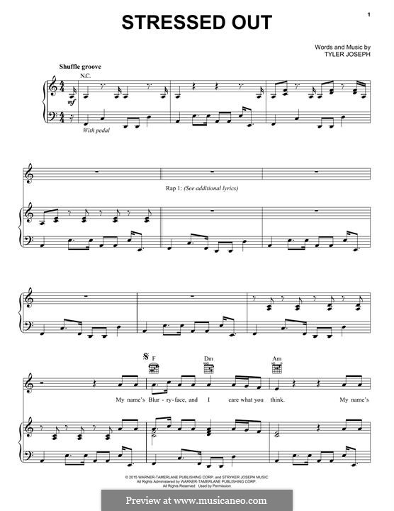 Stressed Out (twenty one pilots): For voice and piano (or guitar) by Tyler Joseph