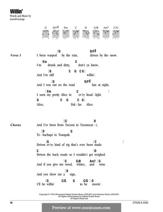 Willin' (Little Feat): Lyrics and chords by Lowell George