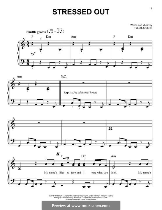 Stressed Out (twenty one pilots): For piano by Tyler Joseph