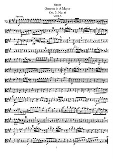 String Quartet in A Major, Hob.III/18 Op.3 No.6: Viola part by Joseph Haydn