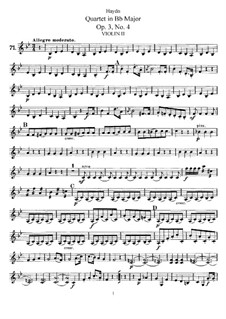 String Quartet in B Flat Major, Hob.III/16 Op.3 No.4: Violin II part by Joseph Haydn