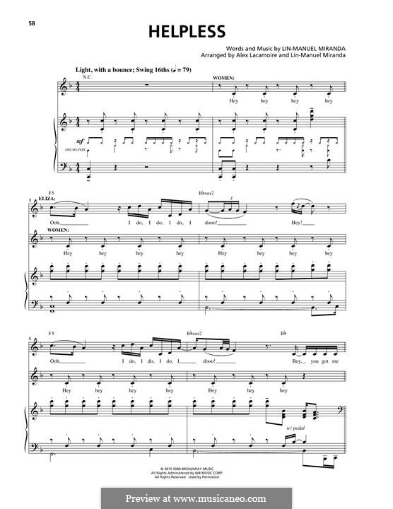 Helpless (from Hamilton): For voice and piano by Lin-Manuel Miranda